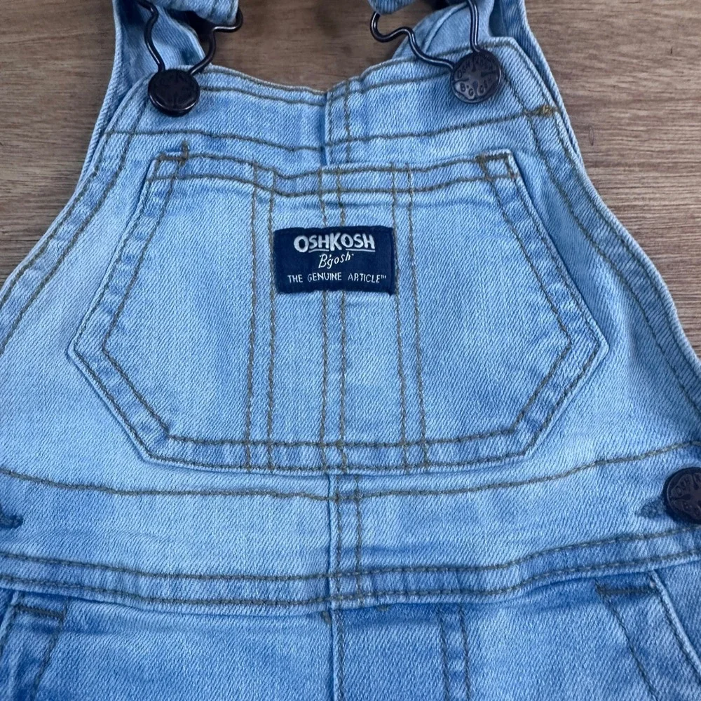 OshKosh B'gosh Denim Overalls Kids 9M Light Blue Classic Bib Pocket Carpenter
